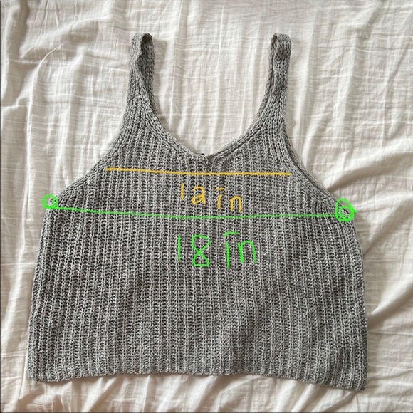 Grey knitted plunge v neck tank - Picture 3 of 3